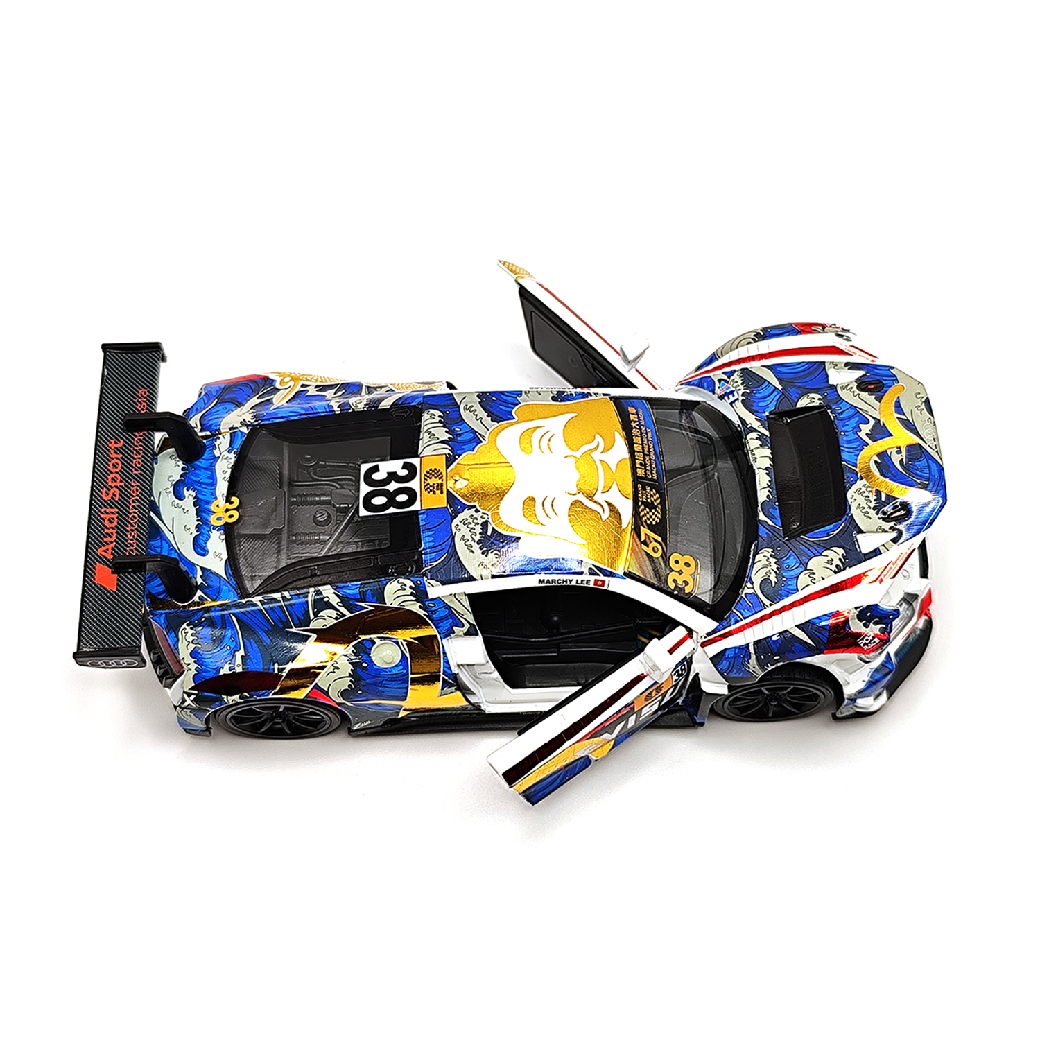 Audi R8 Lms Gt3 Macau Grand Prix 2020 Evisu Marchy Lee #38 Model — Blue | 1:32 - Image 3