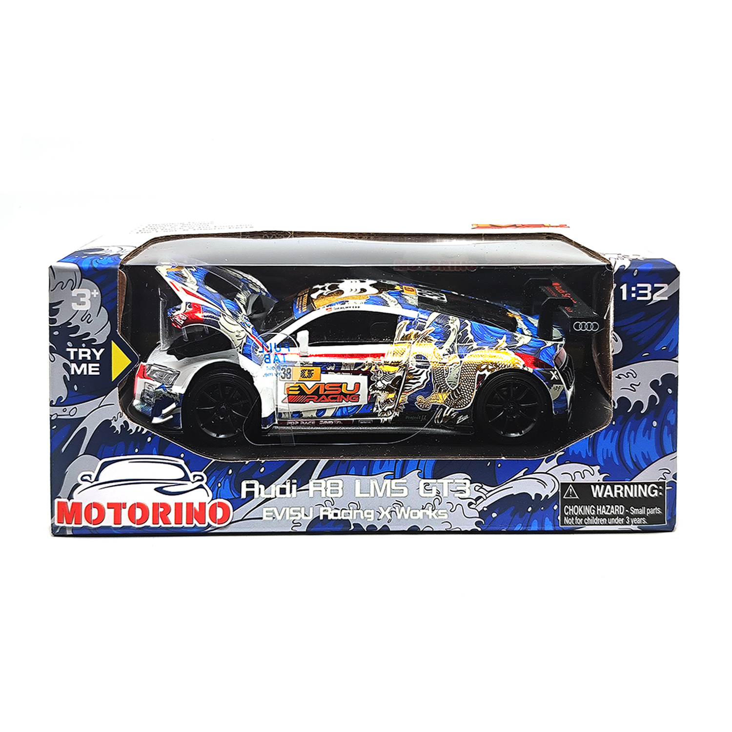 Audi R8 Lms Gt3 Macau Grand Prix 2020 Evisu Marchy Lee #38 Model — Blue | 1:32 - Image 4