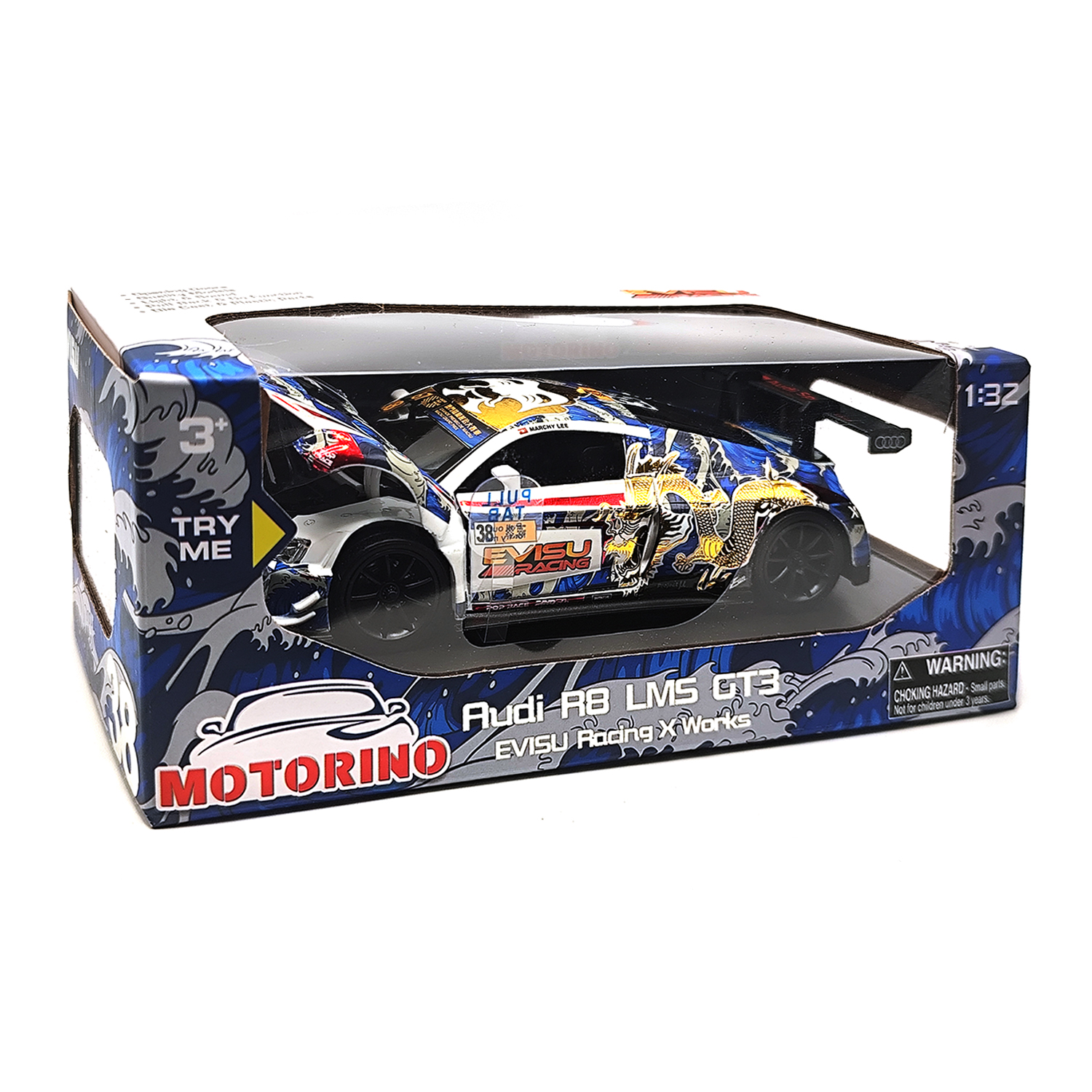 Audi R8 Lms Gt3 Macau Grand Prix 2020 Evisu Marchy Lee #38 Model — Blue | 1:32 - Image 5